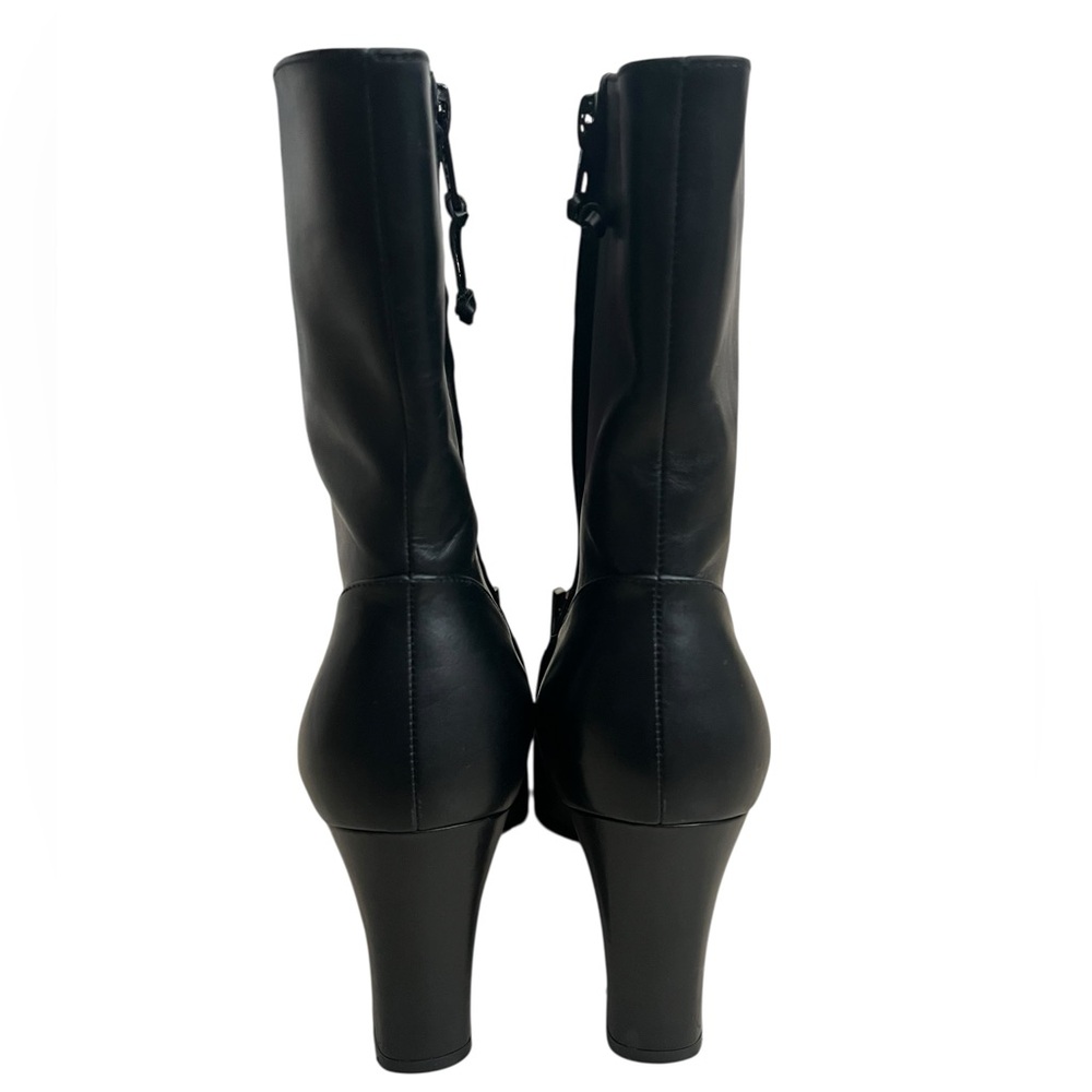 Salvatore Ferragamo Gancini Leather Mid-Calf Boots Black Size 6C | Designer - Picture 3 of 11